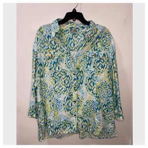 🦋 JM Collection Multicolor Florals Button Down Shirt Blouse 🦋